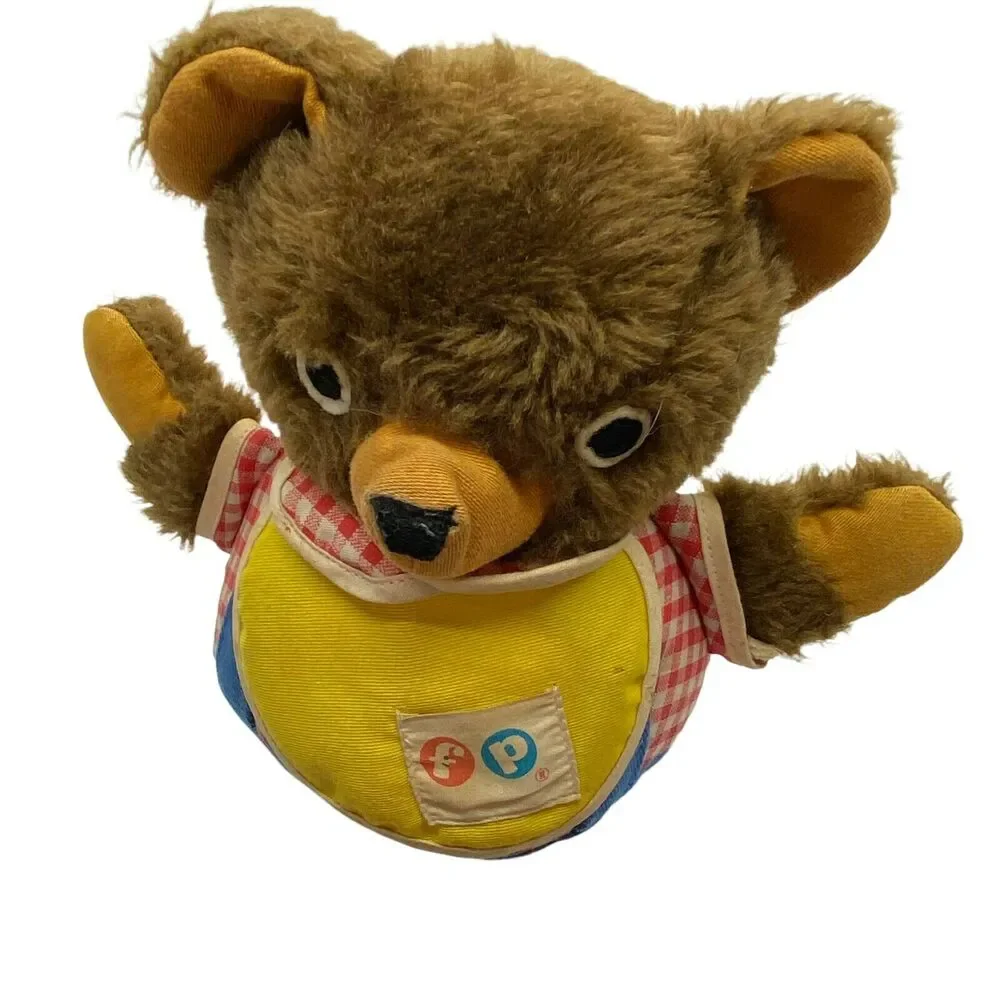 Teddy Bear Tip Top Chime Baby Toy Vintage Fisher Price Unisex Kids Brown